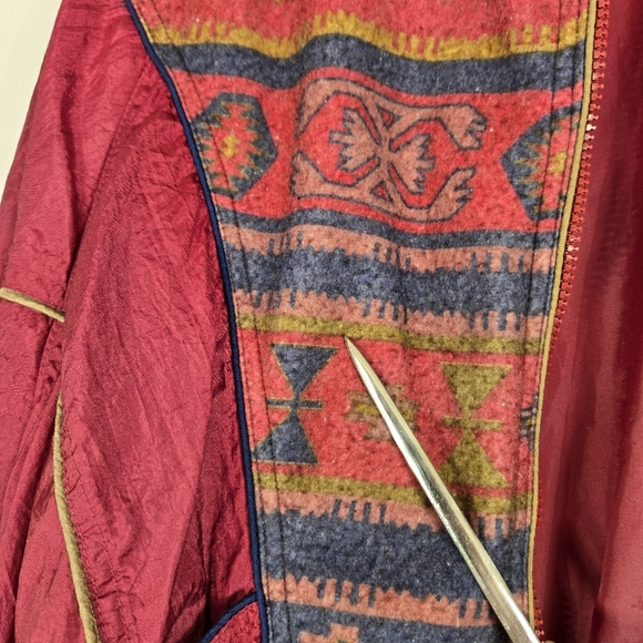 Vintage‎ Westside Connection 90s Aztec Burgundy Blue Windbreaker Long Sleeve - Picture 13 of 17